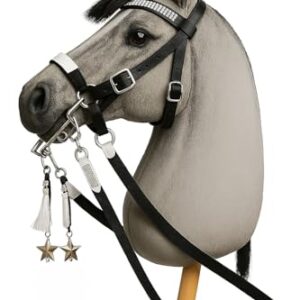 Generisch Hobby Horse Trense Kandare, Kandarengebiss, schwarz, ohne Pferd, Zubehör für hobbyhorsing, Steckenpferd, Spielpferd, Spielzeugtrense