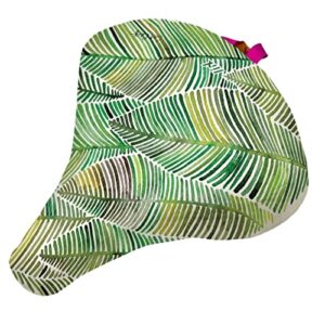 Liix Sattelbezug mit tropischer Blättern-Muster in Grün, wasserdicht und geeignet für alle gängigen Sättel mit Polster
