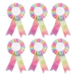 6-teiliges Set Turnierschleifen für Reitspiele und Kinderfeste, Rosetten in Regenbogenfarben, perfekt für Hobby Horse-Wettbewerbe und andere festliche Anlässe