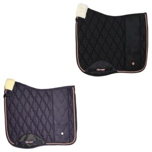 Schabracke für Pferde, Marengos-Vielseitigkeitsschabracke-Modern-Rosé, schwarz, schaumstoffgefüllt, polsterung am widerrist, barockschabracke mit steppung und zierkordel