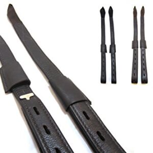 Mono Steigbügelriemen mit Schnallenloser extra dünne Aufhängung Größe Schwarz - Kurz für Pferde Reiten Sicherheit und Komfort