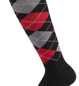 Karierte Reitsocken in schwarz, grau und rot für jeden Anlass, hohes Tragekomfort, optimale Passform und weiche Baumwollberührung