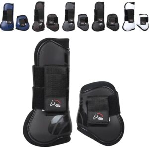 Pferdebeinschutz mit Klettverschluss, weich gefüttert und stoßabsorbierend. Gamaschen und Streichkappen für Pferde in Schwarz.