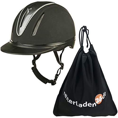 Hochwertiger Reithelm aus hochkarbonisiertem Material mit moderner und sportlicher Optik, ideal für Reiter aller Altersgruppen.