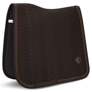 Ergonomische und atmungsaktive Schabracke für Pferde mit Bamboo Lining & Glitzerborde, veganes Leder-Patch, edles Reitzubehör für Dressurtraining