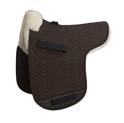 Engel Reitsport Lammfell Satteldecke Mocca Fell med. Dressur - hochwertige Ausrüstung für Pferde mit 100% echtem Merino Lammfell und Steppstoff