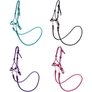 PFIFF Hobby Horse Halfter-Set, Little Mustang, Knotenhalfter mit Zügeln, Größenverstellbares Halfter-Set mit Glitzersteinen, Blau