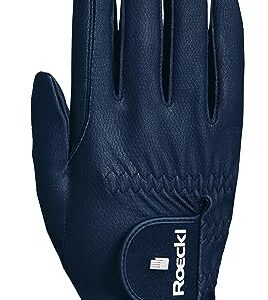 Roeckl Sports Reithandschuh ROECK-Grip PRO, Unisex Sommer Handschuh, Marine 7.5 - atmungsaktiver und elastischer Synthetiksuede, perfekter Begleiter für jeden Reiter