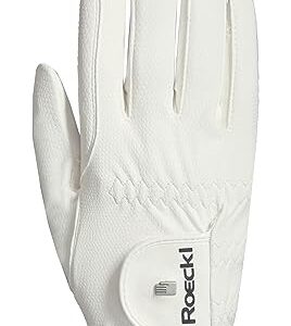Roeckl Sports Reithandschuh ROECK-Grip PRO, Unisex Sommer Handschuh, Weiß 10,5 mit atmungsaktivem Material und perfekter Passform für Wettkampf und Freizeit