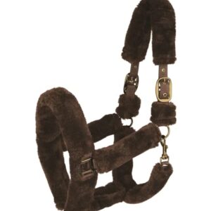Halfter für Pferde - WALDHAUSEN Halfter Cozy, WB, braun mit weichen Synthetikfell und hochwertigen Beschlüssen