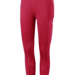 Reithose für Mädchen, atmungsaktives Material, elastisch, Kniebesatz, Taschen an den Seiten, rot, Kinderreitsport