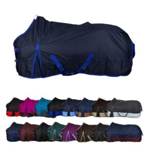 RL24 - Winterdecke Weidedecke 600D Basicline – atmungsaktive, Wind- & wasserdichte Outdoordecke mit Innenfutter & Kreuzbegurtung – Pferdedecke in Dunkelblau