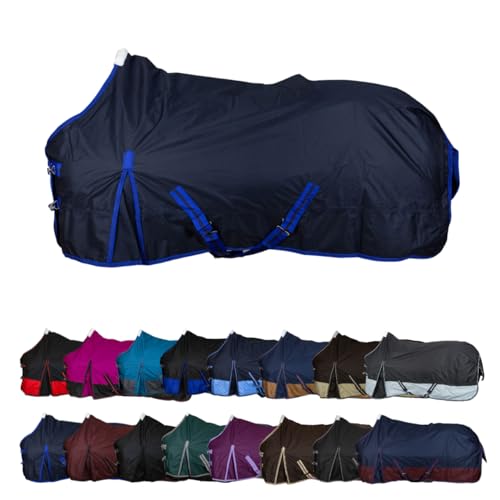 RL24 - Winterdecke Weidedecke 600D Basicline – atmungsaktive, Wind- & wasserdichte Outdoordecke mit Innenfutter & Kreuzbegurtung – Pferdedecke in Dunkelblau