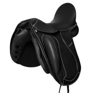 Dressur-Sattel aus Leder mit wechselbarem Kopfeisen und Polyflex-Baum, ideal für Dressurreiten