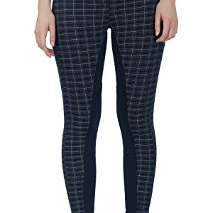 Avon Equine Discount Reithose für Damen, weich, dehnbar, Jodhpurs, Jods, Karomuster, Schwarz und Karo mit Marineblau, navy, 46