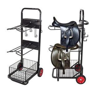 Praktischer und stabiler Sattelwagen für 2 Sättel, klappbar und stabil mit Ablage für Zubehör