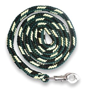 Führstrick Pferd Anbindestrick für Pferde mit stabilem Panikhaken, Länge 2m, verschiedene Farben wie Dunkelgrün-Schwarz-Creme