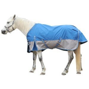 Wasserdichte Pferdebedeckung aus 1200D Polyester, atmungsaktiv und leicht, ideal für Pferde in Regen oder Schnee, Outdoordecke für Hunde im Blau-Grau-Muster