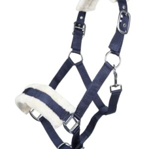 Ergonomisches und Komfortables Halfter für Warmblutpferde mit Plüschpolsterung und silberfarbigen Beschlägen