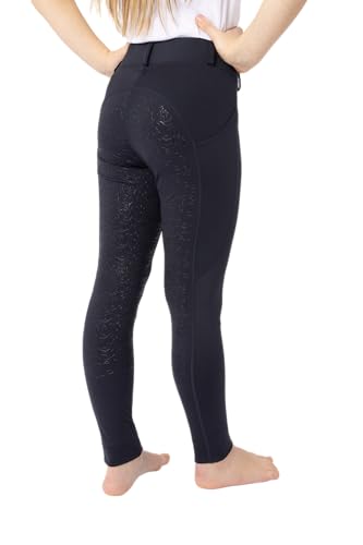 Kinder Reitleggings DEA, Reithose Mädchen, Gürtelschlaufen, Vollbesatz, Handytasche, Blau für Mädchen, komfortabel und sicher reiten