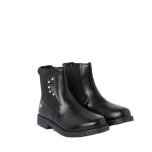 HORZE Portland Kinder Reitstiefeletten, vegane Jodhpur Stiefel mit Kristallen und stoßdämpfender Sohle, hinterem Reißverschluss, Schwarz, 37 cm