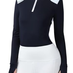Perfektes Reit-Shirt für Damen mit Eleganz und Stickereien, Marineblau, Klein