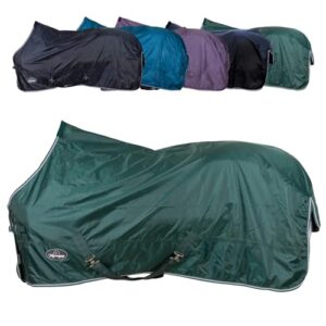 Leichte Pferdedecke für Regen, atmungsaktiv und wasserdicht, Weidedecke mit Kreuzgurten, Outdoordecke für Pferde in Tannengrün