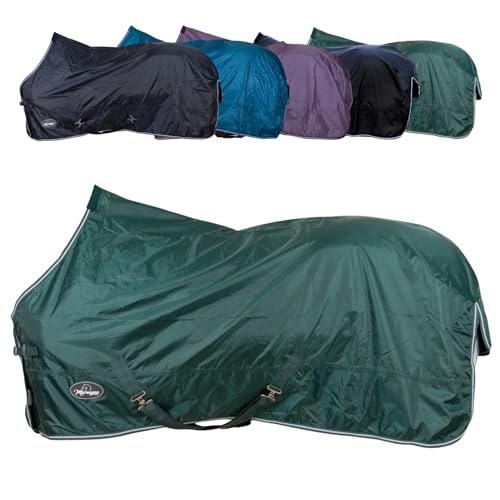 Leichte Pferdedecke für Regen, atmungsaktiv und wasserdicht, Weidedecke mit Kreuzgurten, Outdoordecke für Pferde in Tannengrün