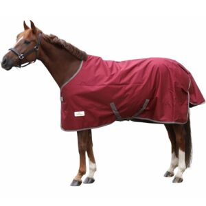 Weidedecke Marengos by Bucas - wasserdichte Pferdedecke mit Innenfutter und Kreuzbegurtung, Weinrot/Dunkelblau, ideal für nasse Wetterlagen