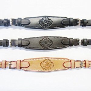 PS Pferdeartikel - Mit Softleder gepolsterter Flower Nasenriemen in verzierte Farbe schwarz für sensible Pferde mit hoher Verstellbarkeit und weicher Polsterung.