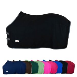 Pferde Zubehör, Abschwitzdecke, Basicline, Pferdedecke, Schweifkordel, Widerristpolster, Metallverschluss, atmungsaktive Fleecedecke, Transportdecke in Schwarz, 165cm