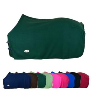 Abschwitzdecke für Pferde - Transportdecke mit Schweifkordel, Widerristpolster und Metallverschluss in dunkelgrün