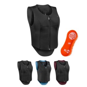 RL24 Damen Rückenprotektor Komperdell Ballistic Flex Fit Slim mit MagicBrush, Reitschutzweste in schwarz und Pferdebürste Set, leichte und flexible Ausführung, Größe S