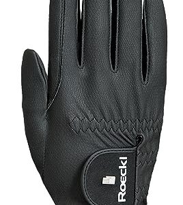 Roeckl Sports Reithandschuh ROECK-Grip PRO, Unisex Sommer Handschuh in Schwarz 9.5 für Reiter mit perfektem Grip und Komfort