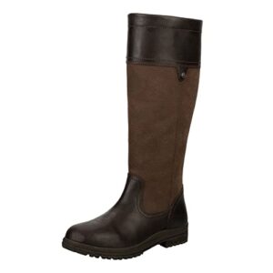 Allwetter Lederstiefel mit Nubuk Oberleder, Komforteinlesohle und wasserdicht für Outdoor-Aktivitäten wie Gassigehen oder Reiten - Braun 42"