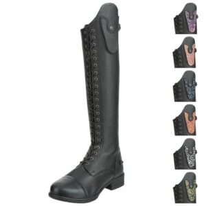 Kinder-Reitstiefel aus Leder mit Polo-Schnürung, SBS 8 Reißverschluss & Ortholite-Innensohle - schwarz - Größe 39