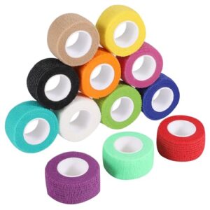 12 Rollen Selbstklebender Verband, 2,5cmx4,5m Selbsthaftende Bandage Elastische Fixierbinde Haftbandage Selbstklebend für Sport Hand Arm Fuß Gelenk Finger (Bunt)