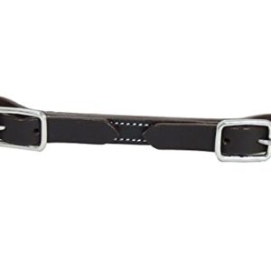 Hochwertiger Kinnriemen aus weichem Rindsleder für das Westerngebiss, dunkelbraun gefärbt und mehrfach verstellbar, ideal für gängige Western-Bits