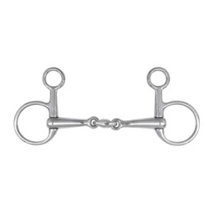 Detailbild eines massiven Edelstahl-Gebisses für Pferde mit doppelt gebrochenem Aufbau, hergestellt von WALDHAUSEN