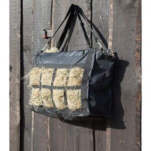 Schwarze Heutasche für Pferde - hochwertige Transportlösung mit Netzboden und großer Öffnung