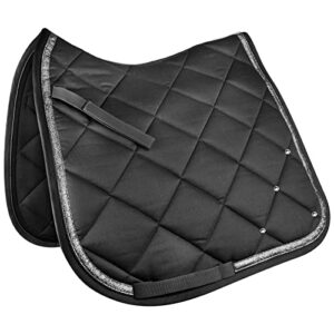 Elegante Schabracke für den Reitsport mit Glitzerband und Widerristfreiheit, hochwertige Materialien, optimale Atmungsaktivität