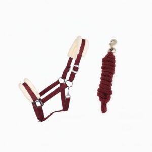 ARBO-INOX Halfter-Set für Pferde mit weichem Kunstfell und Führstrick, verstellbar von Pony bis Full Größe