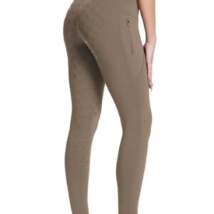 Baleaf Damen Winter-Fleece-Reithose mit Vollbesatz und Reißverschluss-Taschen, Braun, L - Wärme und Bequemlichkeit für den Winter