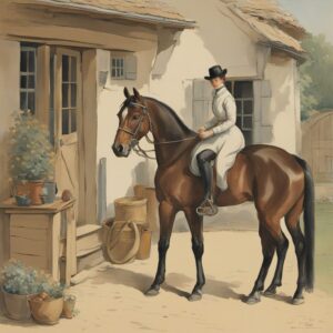 Stilvoll ausgestatteter Stall mit Reiter, Pferd und Sattel - perfektes Geschenk für jeden Anlass