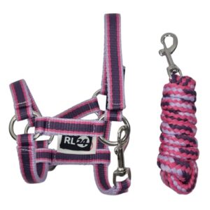 Halfter für Steckenpferd, Spielzeug Pferdehalter mit Strick und Karabinerhaken, Hobby Horse Halfter, lila Farbe, strapazierfähiges Material