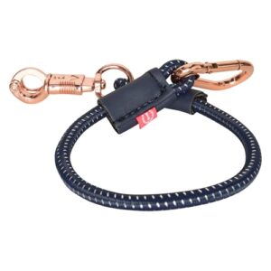 Elastischer Traileranbinder mit Panikhaken und Karabiner, 60cm, Navy für Pferde, Reiten, Alltagsleben oder Wettbewerbsreiten