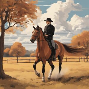 Reiter in Lange Reitstiefeln mit Pferden auf einem lebendigen Hintergrund