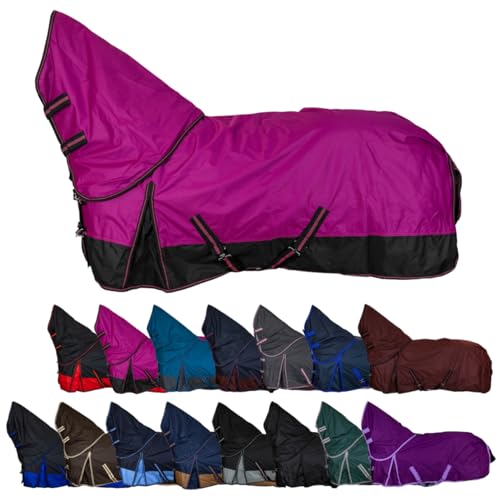 Pferdedecke für Regentage und Herbst - wasserdichte Outdoordecke mit Kreuzbegurtung aus Polarfleecefutter