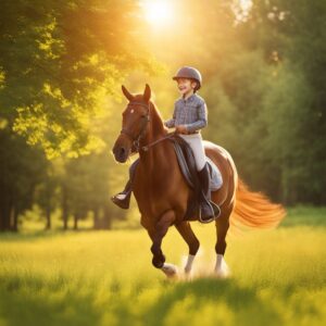 Kinder-Reithose, Reitsportartikel, Geschenkidee, Pferd, Sattel, Sonne, Grüne Wiese, Bequeme und sichere Reitkleidung