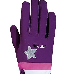 Kinderfreundlicher Reithandschuh von Roeckl Sports mit beerenfarbigen Details und funktionsorientierter Gestaltung.
